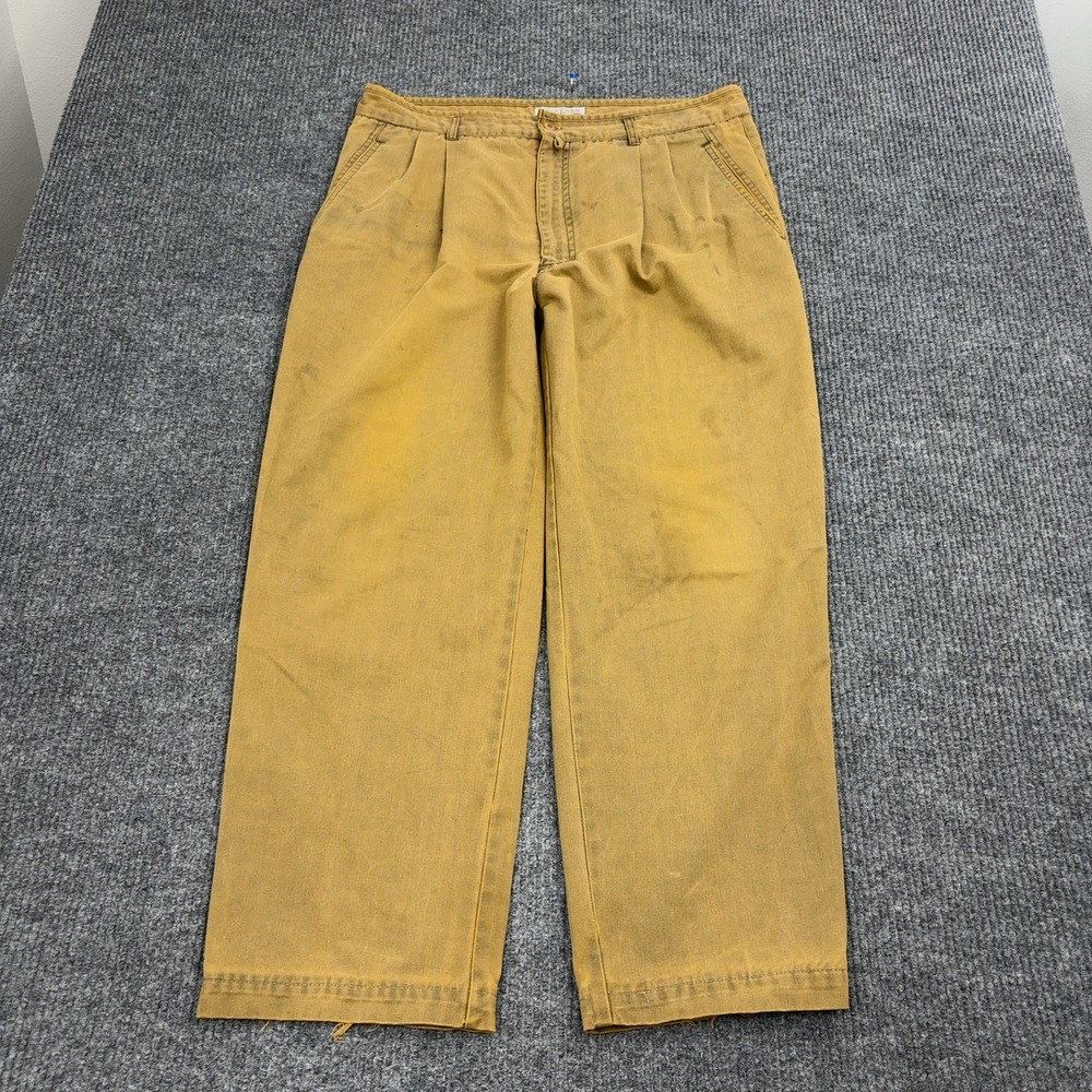Vintage Loafers by Reed James Chino Pants Mens XL Tan Poly Cotton‎ Pleated Style